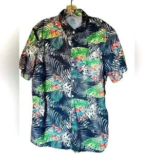 Men's Izod Short Sleeve Saltwater Relaxed Classics Hawaiian Shirt Size L